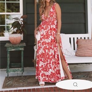 Lush Island Girl Floral Smocked Maxi Dress